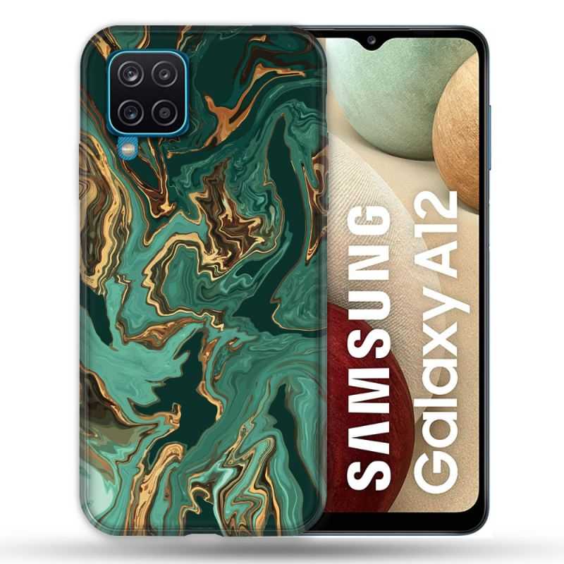 Coque Pour Samsung Galaxy A12 Texture Marbre Vert