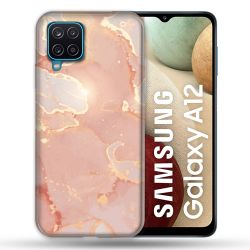 Coque Pour Samsung Galaxy A12 Texture Marbre Rose