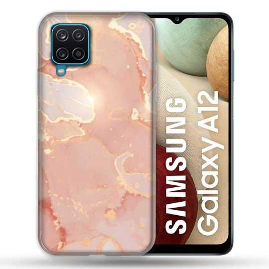 Coque Pour Samsung Galaxy A12 Texture Marbre Rose