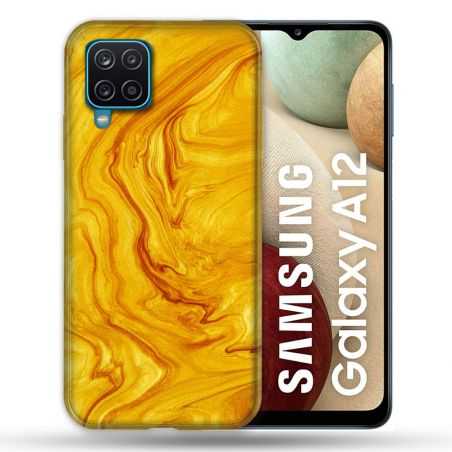 Coque Pour Samsung Galaxy A12 Texture Marbre Jaune
