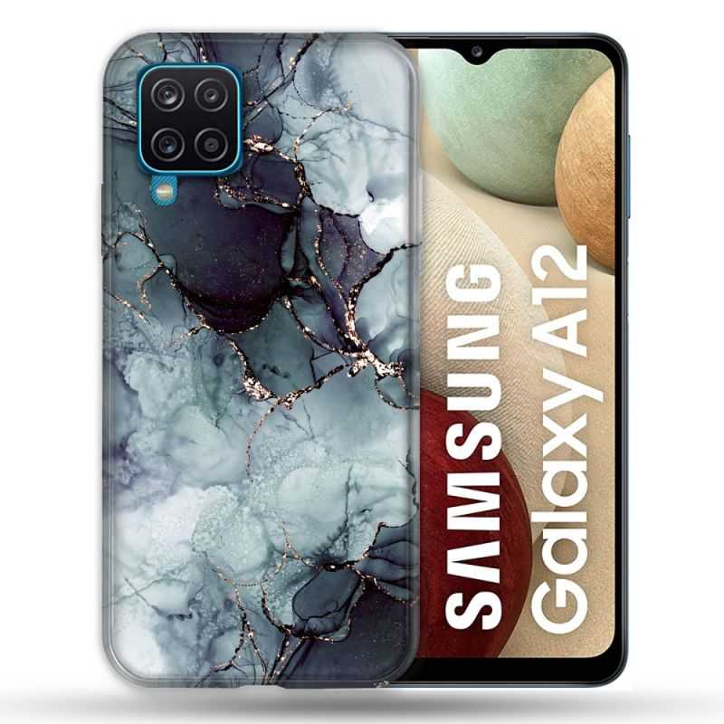 Coque Pour Samsung Galaxy A12 Texture Marbre Gris