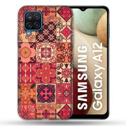 Coque Pour Samsung Galaxy A12 Texture Carreau Ciment Rouge