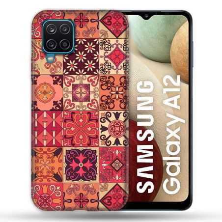 Coque Pour Samsung Galaxy A12 Texture Carreau Ciment Rouge