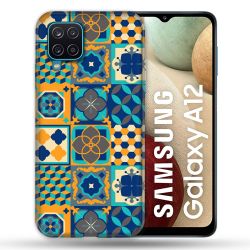 Coque Pour Samsung Galaxy A12 Texture Carreau Ciment Orange