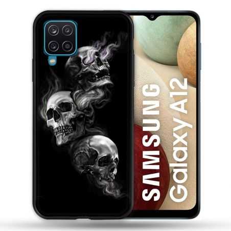 Coque Pour Samsung Galaxy A12 Tete de Mort Triple
