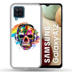 Coque Pour Samsung Galaxy A12 Tete de Mort Tag