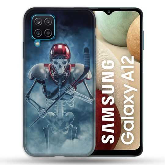 Coque Pour Samsung Galaxy A12 Sport Hockey Squelette