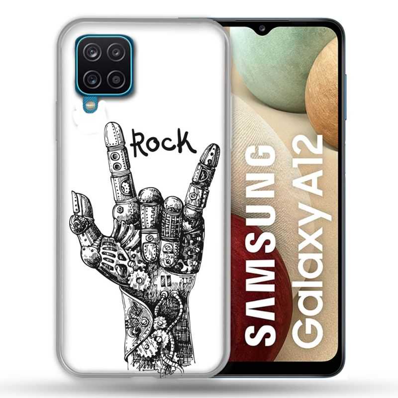 Coque Pour Samsung Galaxy A12 Musique Rock Main