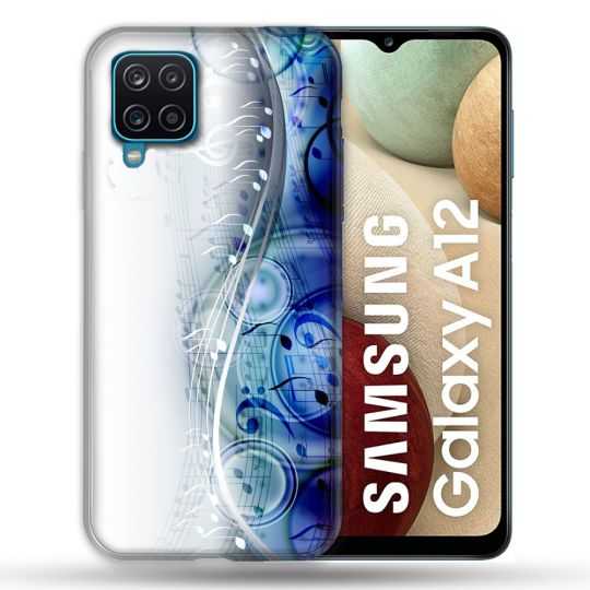 Coque Pour Samsung Galaxy A12 Musique Partition Vague