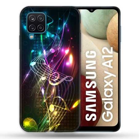 Coque Pour Samsung Galaxy A12 Musique Partition Multicolore