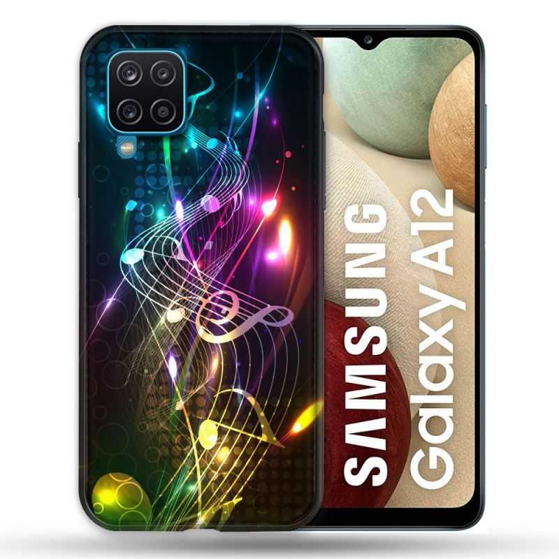 Coque Pour Samsung Galaxy A12 Musique Partition Multicolore
