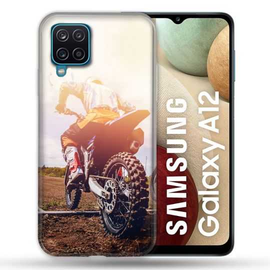 Coque Pour Samsung Galaxy A12 Moto Cross Soleil
