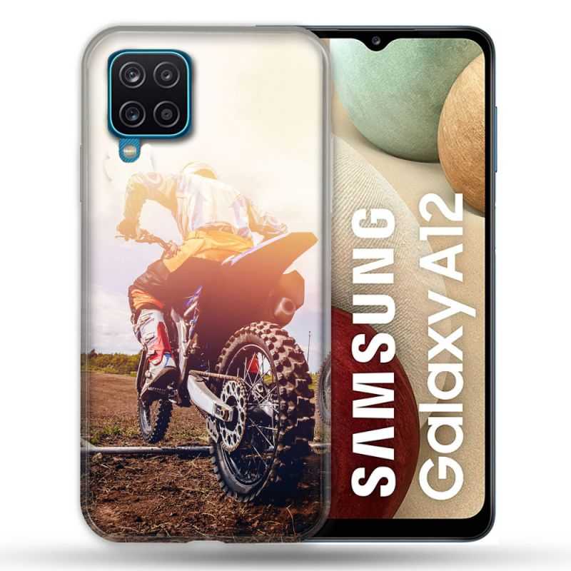 Coque Pour Samsung Galaxy A12 Moto Cross Soleil