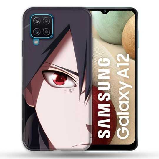 Coque Pour Samsung Galaxy A12 Manga Naruto Sasuke visage