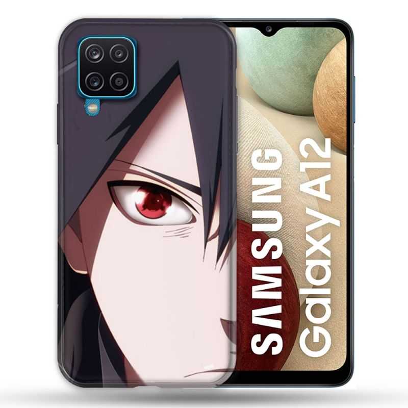 Coque Pour Samsung Galaxy A12 Manga Naruto Sasuke visage