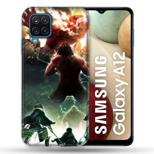 Coque Pour Samsung Galaxy A12 Manga Attaque Titans Combat