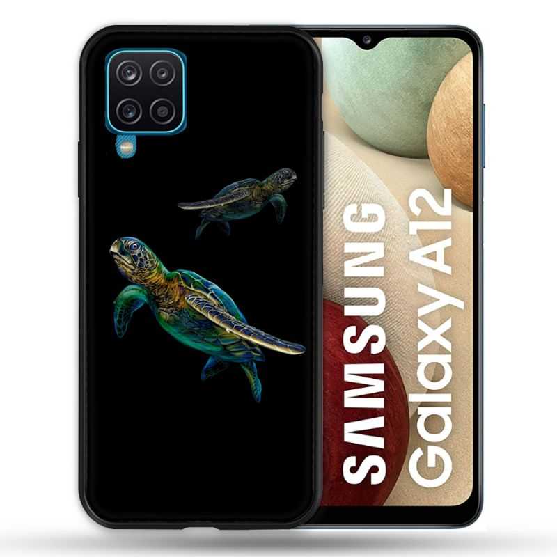 Coque Pour Samsung Galaxy A12 Animal Tortue Noire multicolore