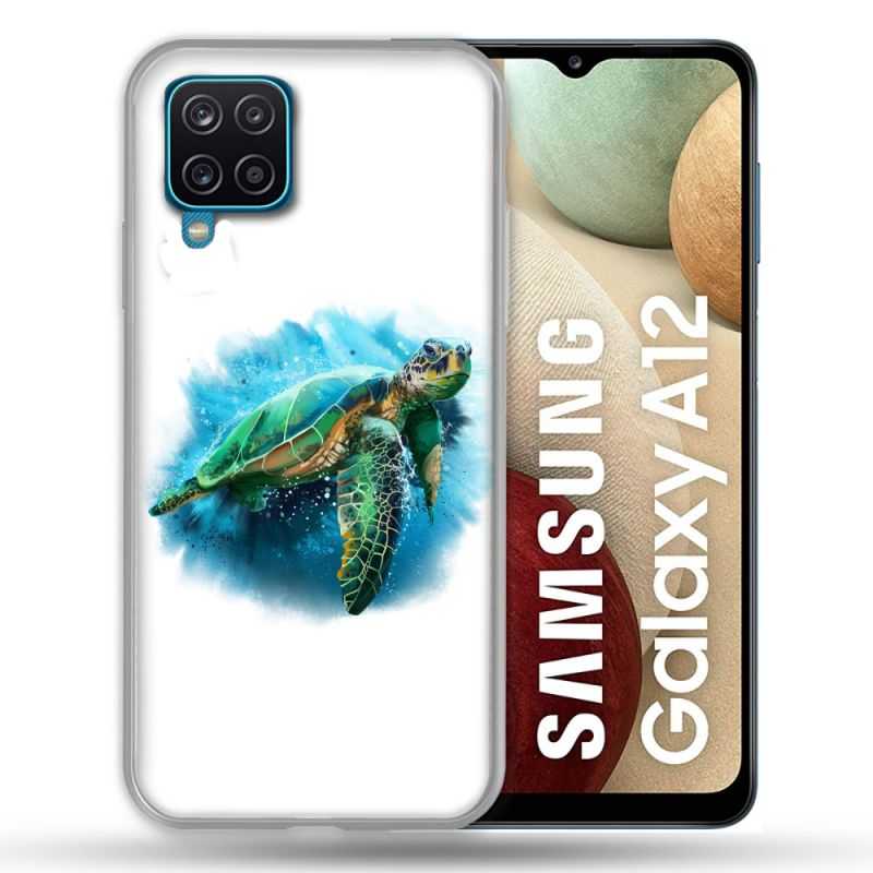 Coque Pour Samsung Galaxy A12 Animal Tortue Blanche multicolore