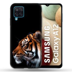 Coque Pour Samsung Galaxy A12 Animal Tigre Noir