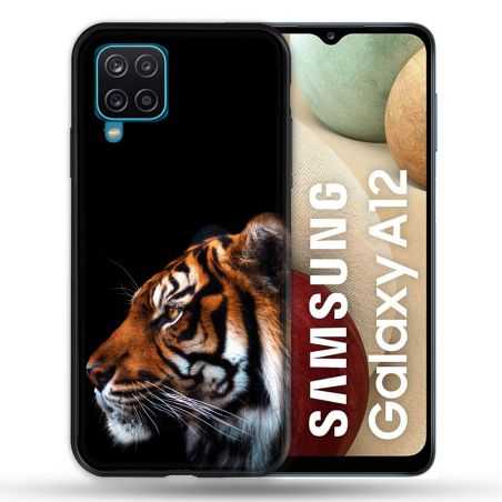 Coque Pour Samsung Galaxy A12 Animal Tigre Noir