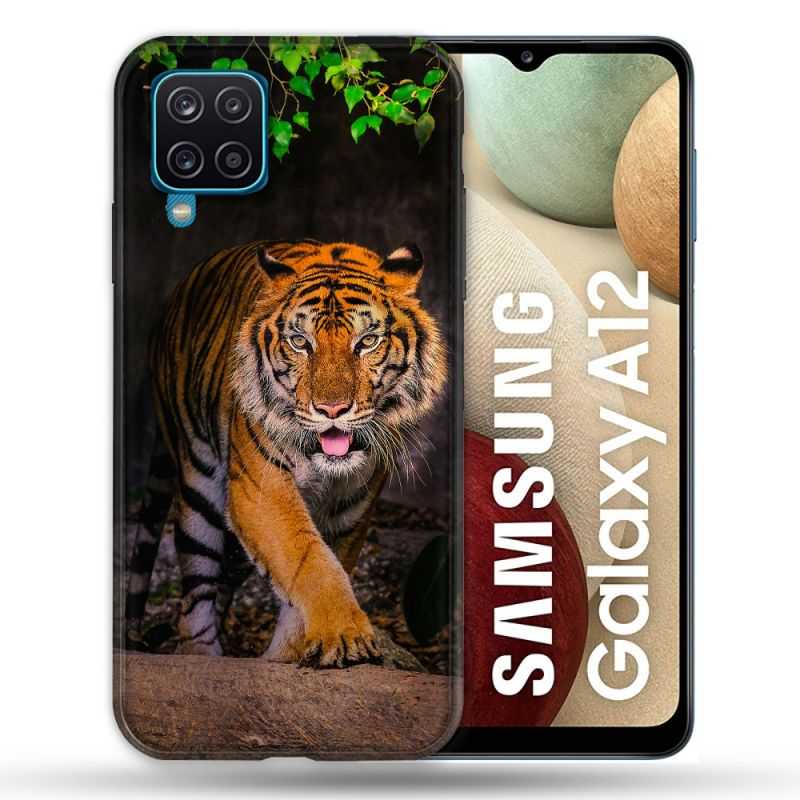 Coque Pour Samsung Galaxy A12 Animal Tigre Jungle