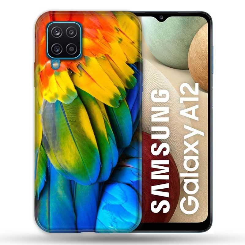 Coque Pour Samsung Galaxy A12 Animal Perroquet Plume