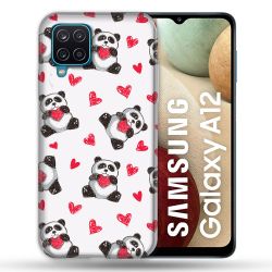 Coque Pour Samsung Galaxy A12 Animal Panda Cœur