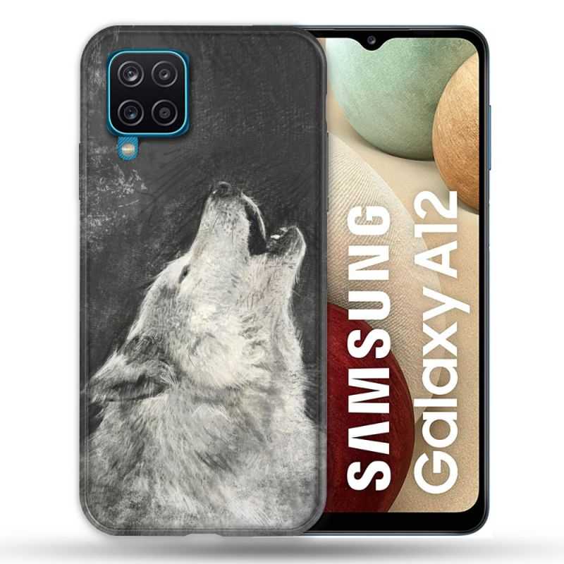 Coque Pour Samsung Galaxy A12 Animal Loup Hurlement