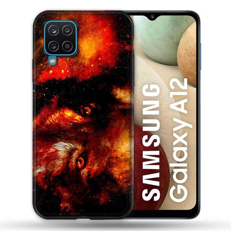 Coque Pour Samsung Galaxy A12 Animal Loup Espace