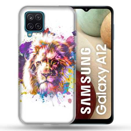 Coque Pour Samsung Galaxy A12 Animal Lion Tag