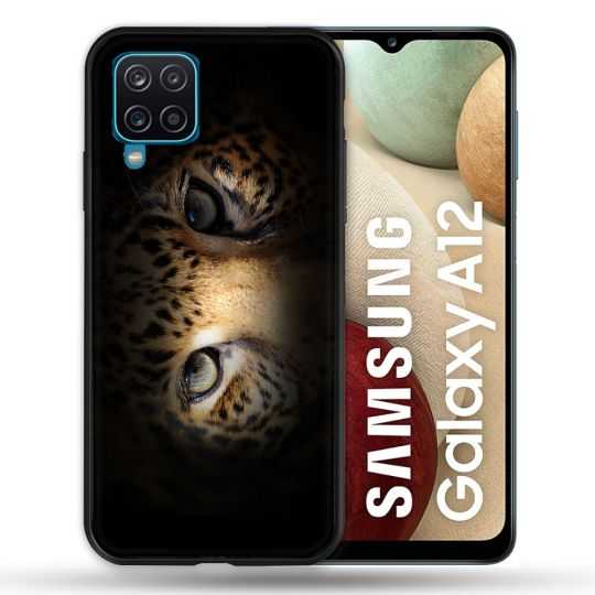 Coque Pour Samsung Galaxy A12 Animal Leopard Yeux