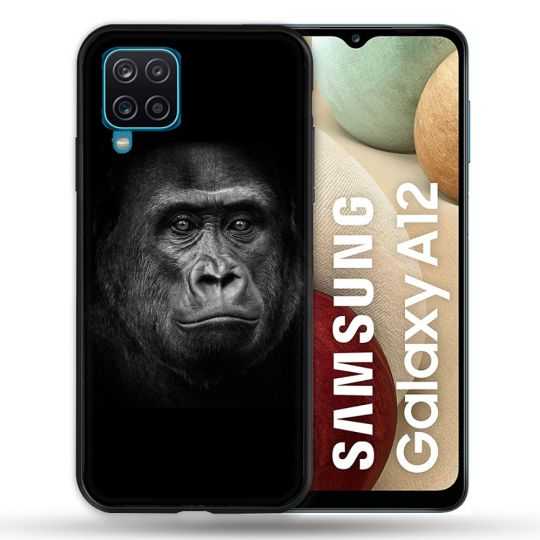 Coque Pour Samsung Galaxy A12 Animal Gorille Noir