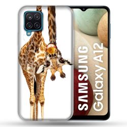 Coque Pour Samsung Galaxy A12 Animal Girafe Blanche