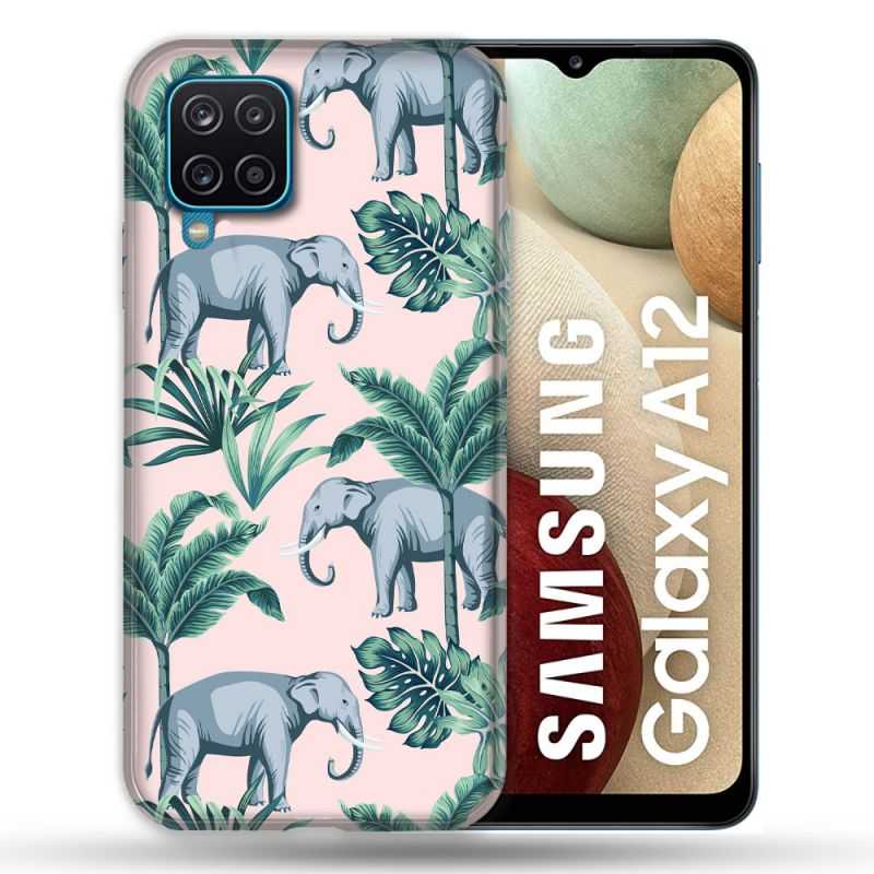 Coque Pour Samsung Galaxy A12 Animal Elephant Pattern