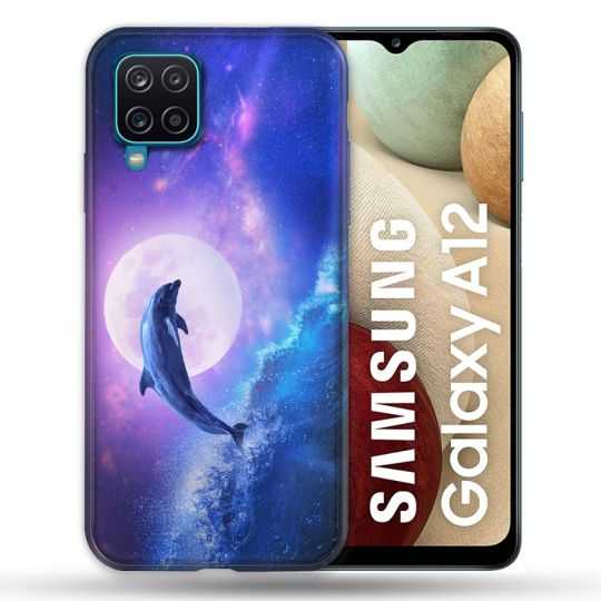 Coque Pour Samsung Galaxy A12 Animal Dauphin Vague