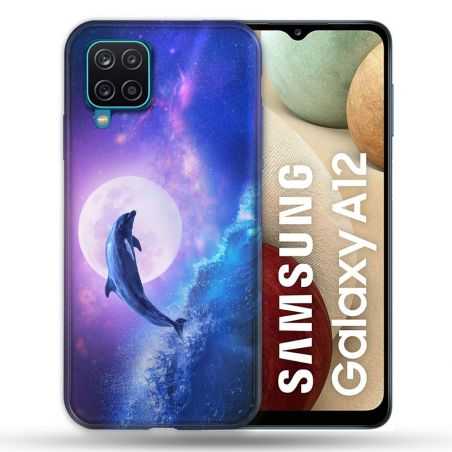 Coque Pour Samsung Galaxy A12 Animal Dauphin Vague