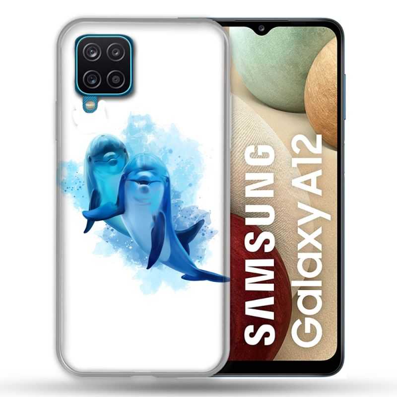 Coque Pour Samsung Galaxy A12 Animal Dauphin Duo