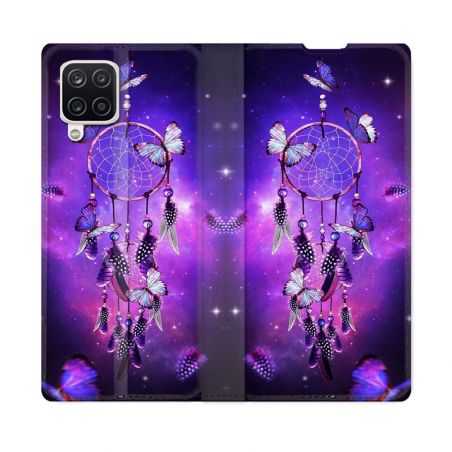 Housse Cuir Portefeuille Pour Samsung Galaxy A12 Zen Attrape Reve Papillon