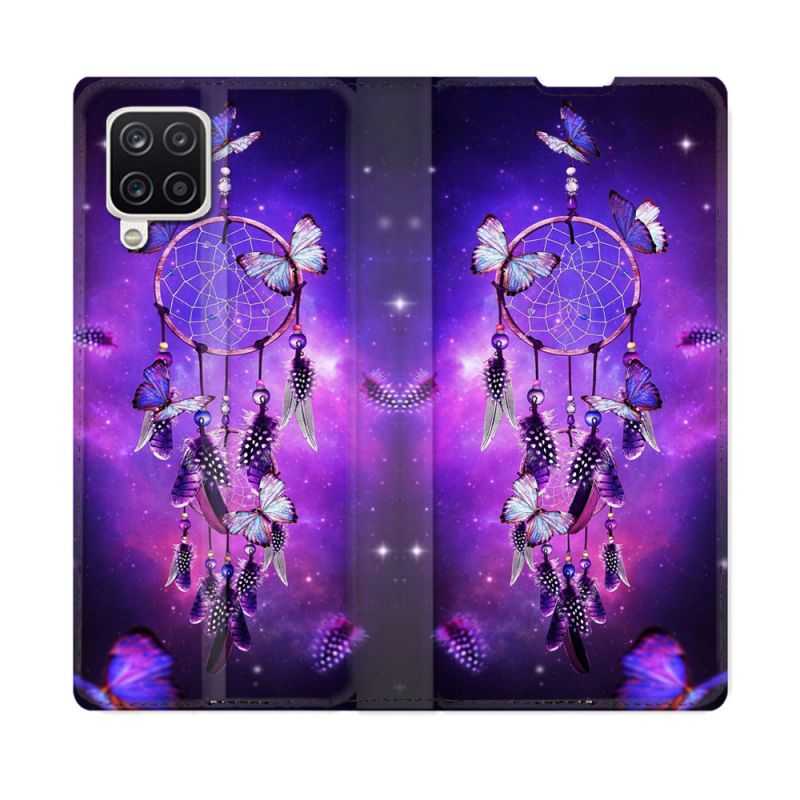 Housse Cuir Portefeuille Pour Samsung Galaxy A12 Zen Attrape Reve Papillon
