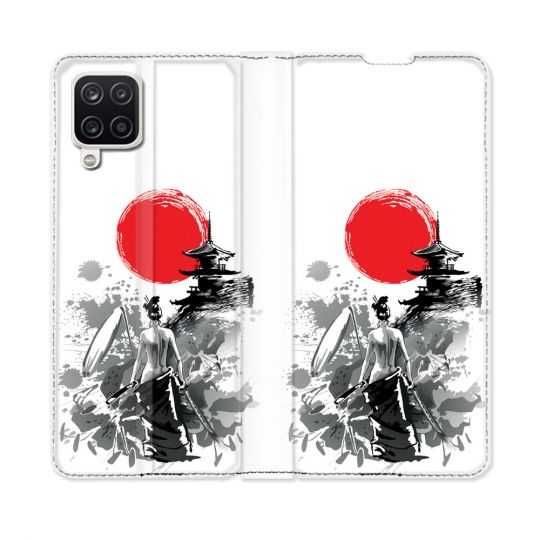 Housse Cuir Portefeuille Pour Samsung Galaxy A12 Voyage Japon Femme