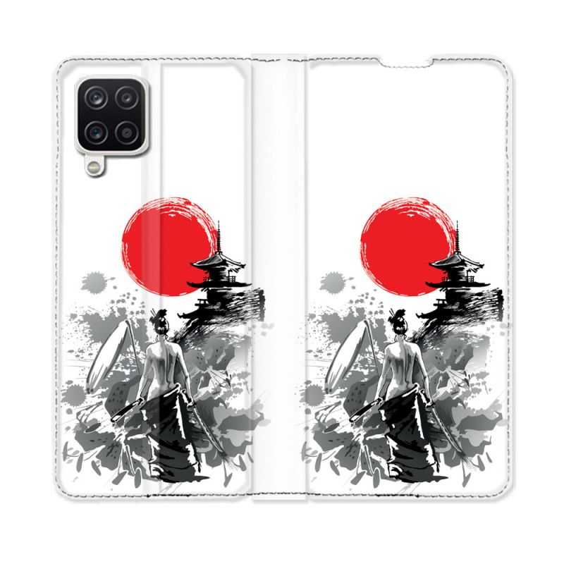 Housse Cuir Portefeuille Pour Samsung Galaxy A12 Voyage Japon Femme