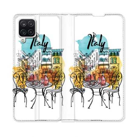 Housse Cuir Portefeuille Pour Samsung Galaxy A12 Voyage Italie Vintage