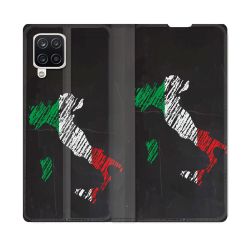 Housse Cuir Portefeuille Pour Samsung Galaxy A12 Voyage Italie Botte