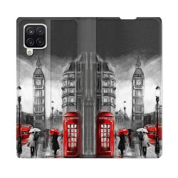 Housse Cuir Portefeuille Pour Samsung Galaxy A12 Voyage Angleterre Londres Vintage