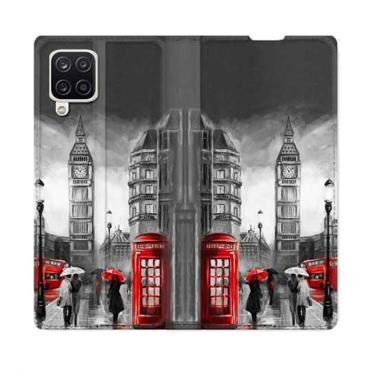 Housse Cuir Portefeuille Pour Samsung Galaxy A12 Voyage Angleterre Londres Vintage