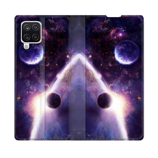 Housse Cuir Portefeuille Pour Samsung Galaxy A12 Univers Planete Stellaire