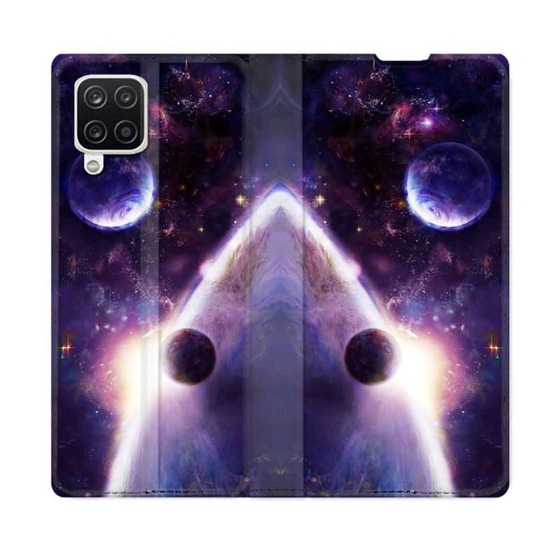 Housse Cuir Portefeuille Pour Samsung Galaxy A12 Univers Planete Stellaire