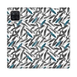 Housse Cuir Portefeuille Pour Samsung Galaxy A12 Texture Plume Canard
