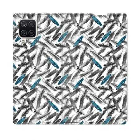 Housse Cuir Portefeuille Pour Samsung Galaxy A12 Texture Plume Canard