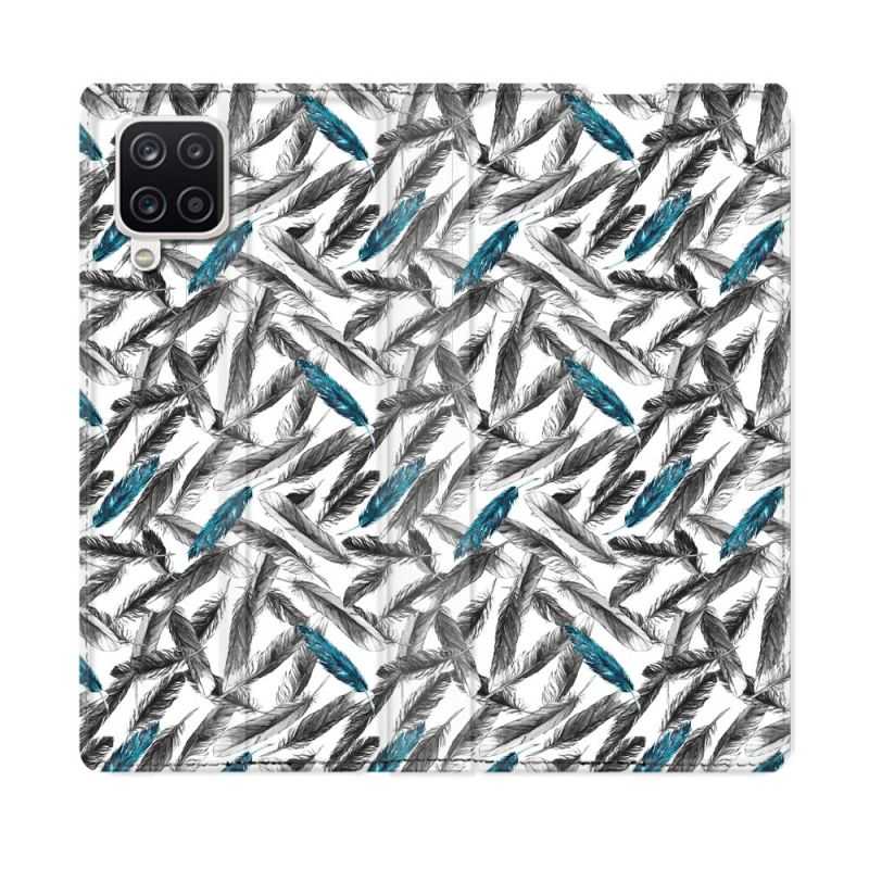Housse Cuir Portefeuille Pour Samsung Galaxy A12 Texture Plume Canard